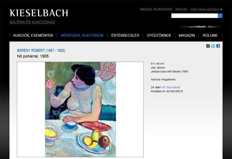 Berény Róbert fauve festményéért fizették a legtöbbet a Kieselbach aukcióján